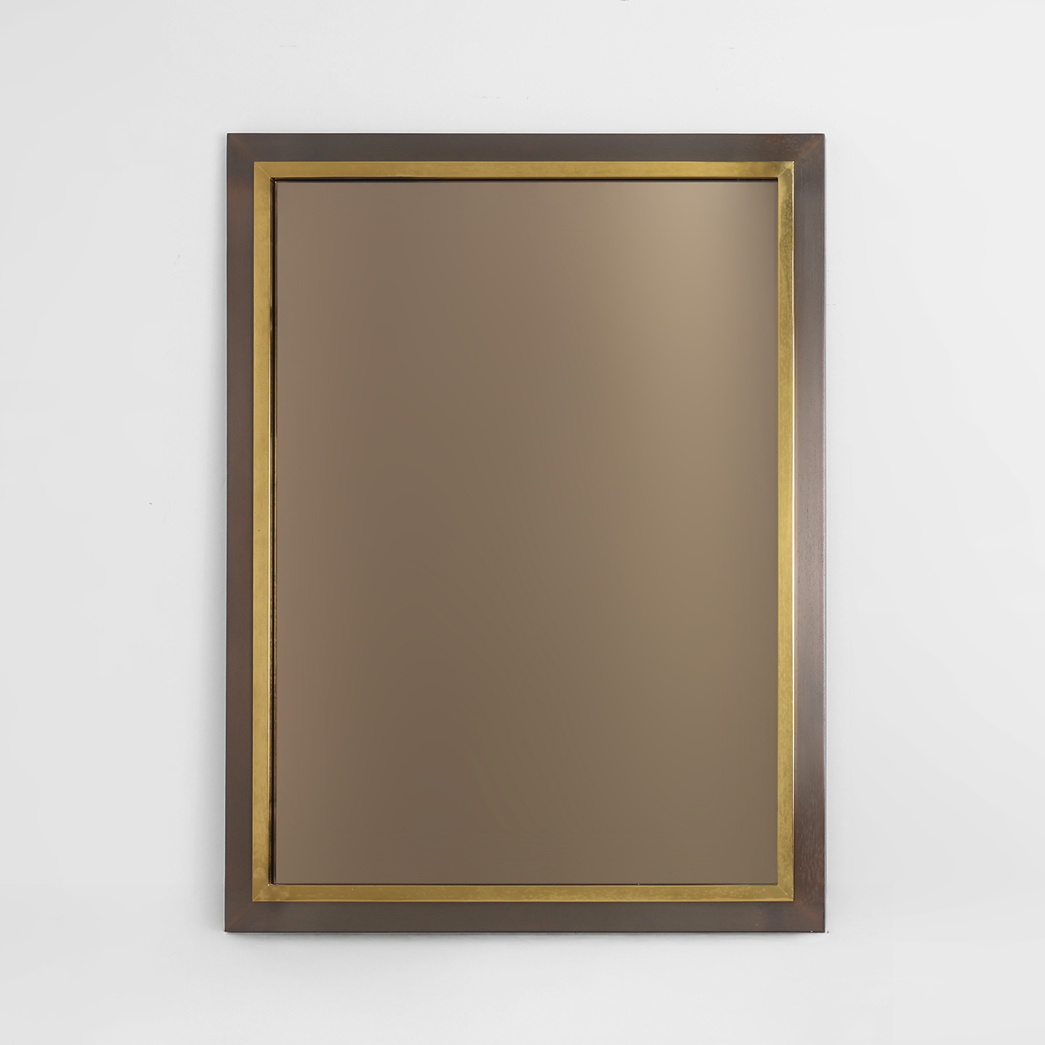 Belgian Mid-Century Belgo Chrome Mirror in Copper and Fumé Glass, 1980s-img